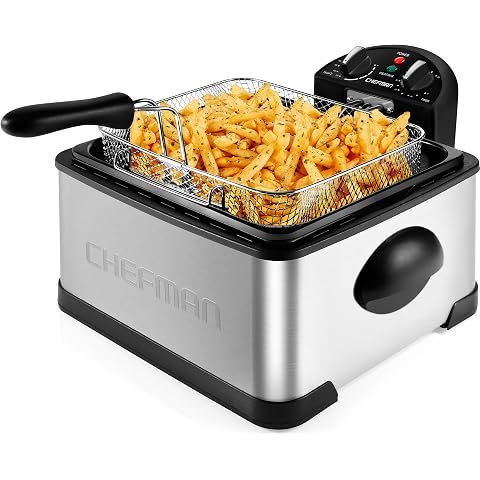 Chefman 4.5 Liter Deep Fryer w/Basket Strainer, XL Jumbo Size, Adjustable Temperatu...