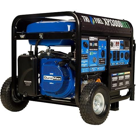 DuroMax XP13000HXT 13,000-Watt 500cc Tri Fuel Gas Propane Natural Gas Portable Gene...