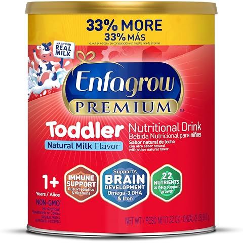 Enfagrow Premium Toddler Milk Nutritional Drink, Natural Milk , 32 Oz | Brain Build...