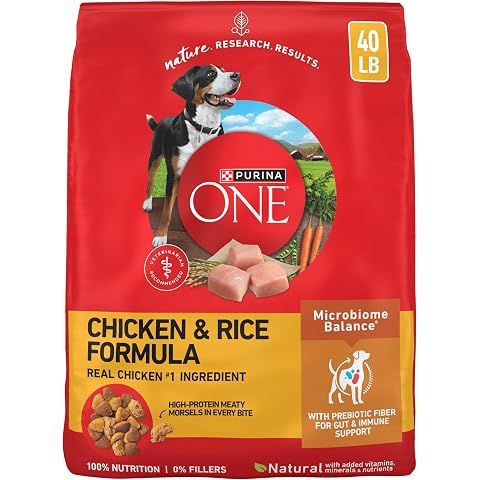 Purina ONE Chicken & Rice Formula Dry Dog Food, 40 lb Bag | High protein dog food w...
