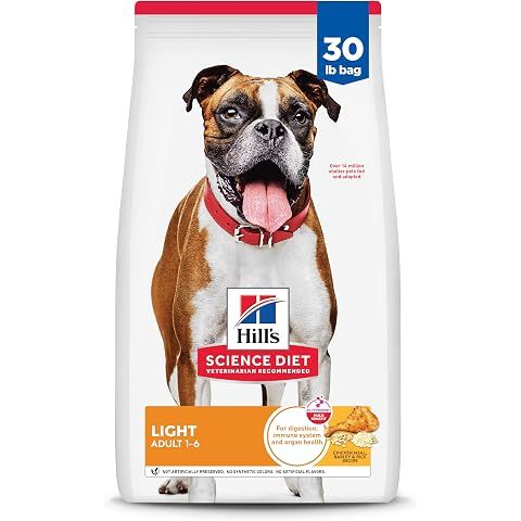 Hill's Science Diet Adult 1-6 Light Dry Dog Food, Chicken Meal & Barley, 30 lb. Bag