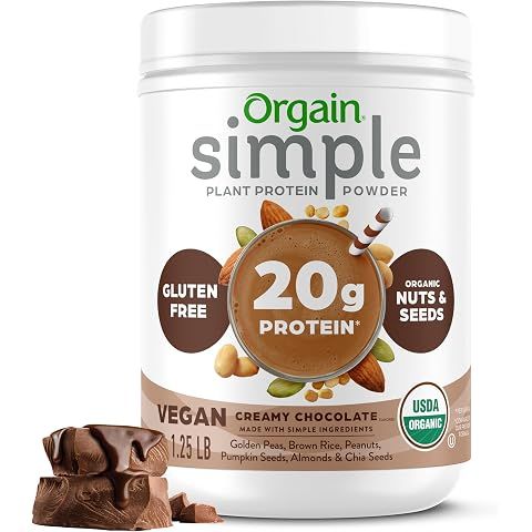 Orgain Organic Simple Vegan Protein Powder, Chocolate - 20g Plant Based Protein, Ma...