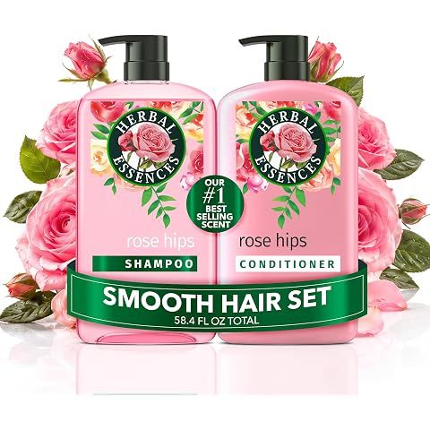 Herbal Essences Shampoo & Conditioner Set, Smooth Collection, Paraben-Free, Color-Safe, with Rose Hips & Vitamin E, 29.2 Fl Oz Each, 2-Pack
