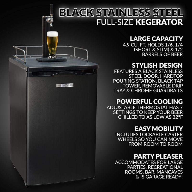 Homecraft Black Stainless Full-Size Kegerator - Image 3