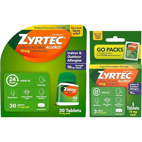 Zyrtec 24 Hour Allergy Relief Tablets, Fast-Acting Allergy Medicine for Indoor & Ou...