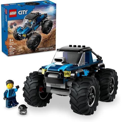 LEGO City Blue Monster Truck Off-Road Toy Playset with a Driver Minifigure, Imagina...