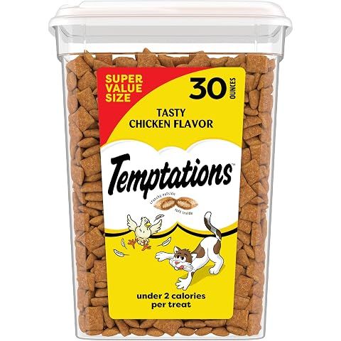 Temptations Classic Crunchy and Soft Cat Treats, Tasty Chicken, 30 oz | Under 2 cal...