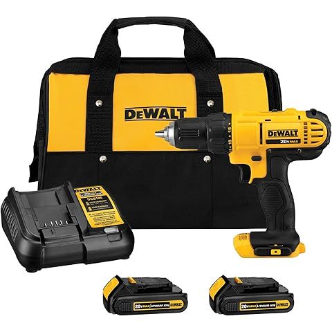 DEWALT 20V Max Cordless Drill Driver Set, 2 Speed, High Performance Motor, Includes...