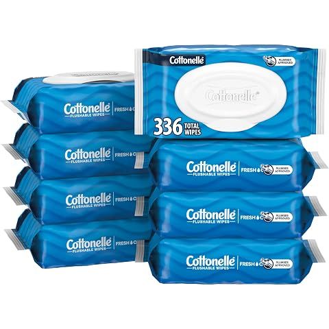 Cottonelle Flushable Wet Wipes, 8 Packs of 42