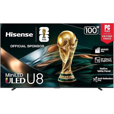 Hisense 100" U8 Series ULED Mini-LED 4K UHD Smart Google TV (100U8QG) - QLED, Nativ...