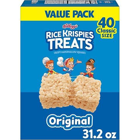 Rice Krispies Treats Crispy Marshmallow Squares, Kids Snacks, Cereal Bars, Original...
