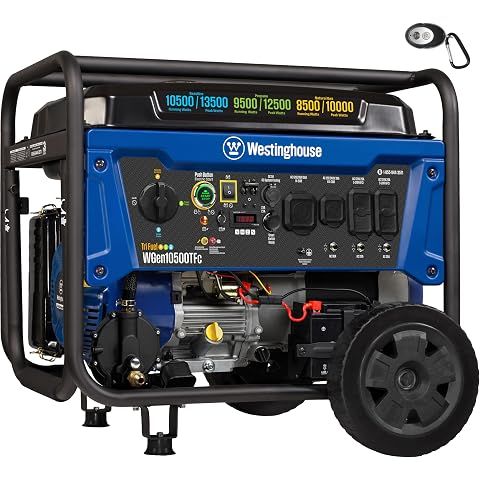 Westinghouse 13500 Peak Watt Tri-Fuel Home Backup Portable Generator, Remote Electr...
