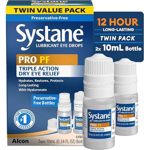 Systane PRO Preservative Free 12 Hour Dry Eye Relief, 0.33 Fl Oz, 2 Pack