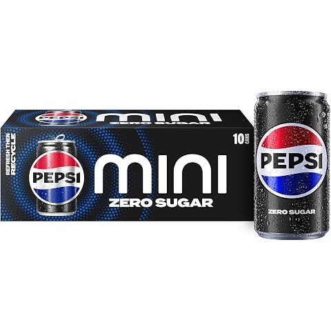 Pepsi Zero Sugar Cola Soda Pop, 7.5 Ounce Mini Cans, (10 Pack) (Packaging May Vary)