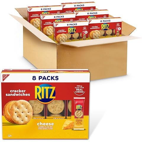 RITZ Cheese Sandwich Crackers, Lunch Snacks, 48 Snack Packs | 6 Crackers Per Pack, ...