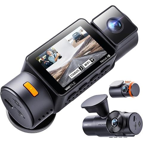 Vantrue New N4S 3 Channel Dash Cam, STARVIS 2 Night Vision, Front Rear Inside Dashc...