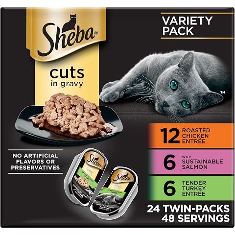 Sheba Perfect Portions Cuts Wet Cat Food, Multipack, 2.6 oz, 24 ct | Grain-free, Ch...