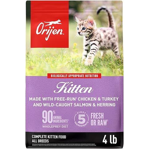 ORIJEN Grain Free WHOLEPREY Dry Cat Food Kitten Recipe 4lb Bag | 90% Animal Ingredi...
