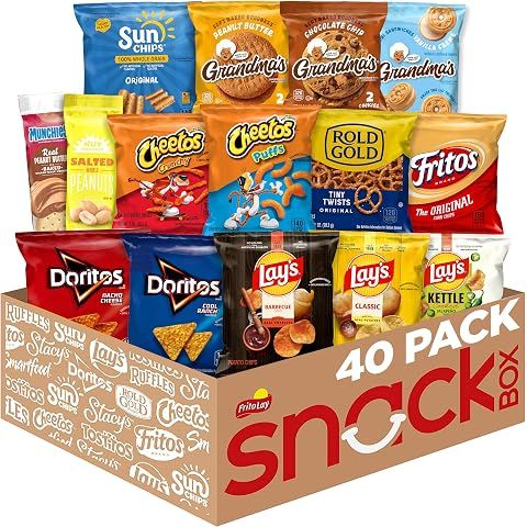 Frito Lay Ultimate Classic Snacks Package, Variety Assortment of Chips, Cookies, Crackers, & Nuts, (Pack of 40) (Packaging May Vary)