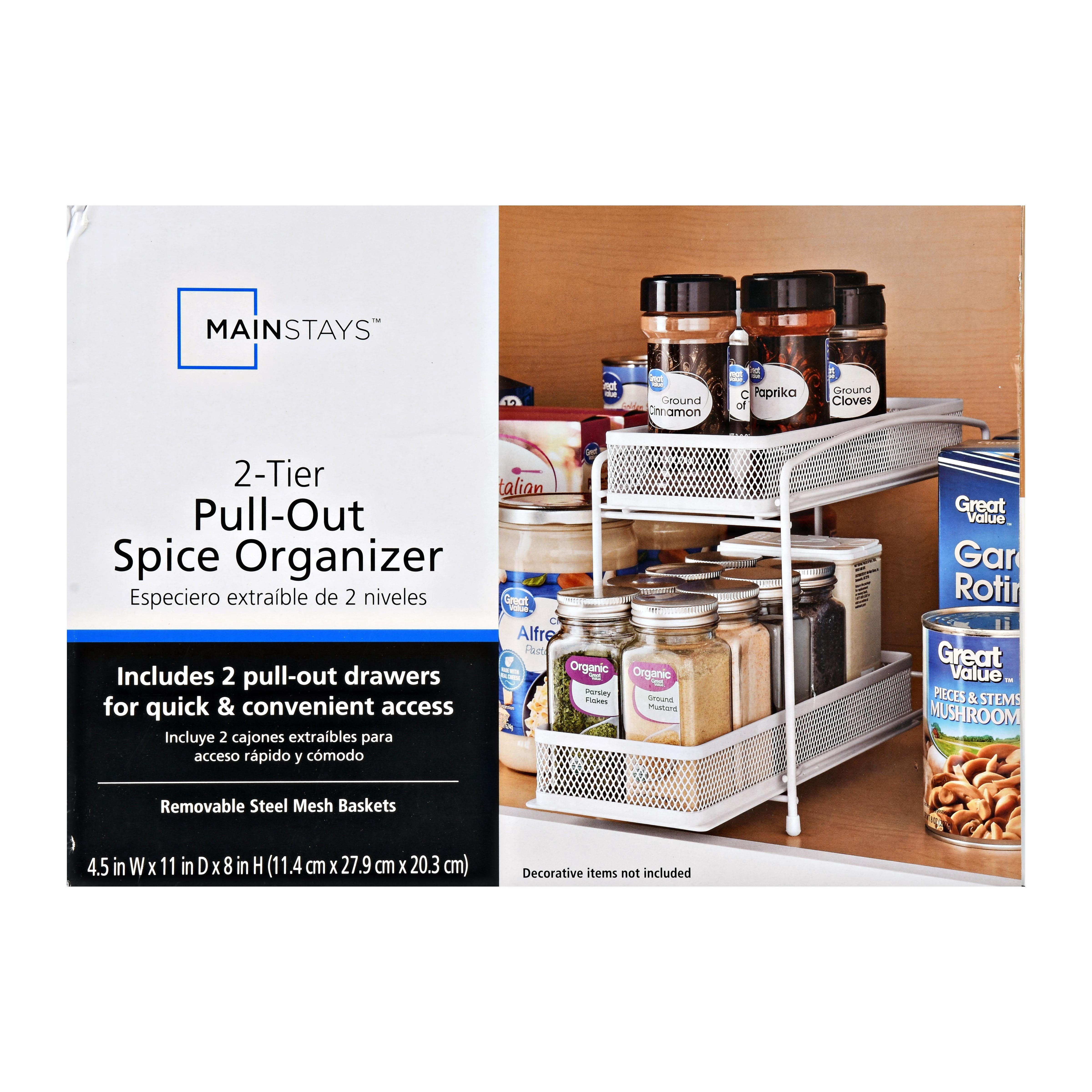 Mainstays 2-Tier Pull-Out Spice Organizer, White