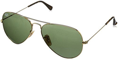 Ray-Ban RB3025 Aviator Sunglasses, Gold/Crystal Green, 58 mm