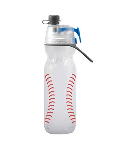 O2COOL HMCDP31 Insulated Water Bottle, Mist 'N Sip Sports Series, 20 oz, Baseball, 20 Ounce,