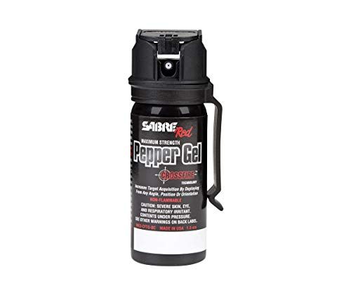SABRE RED Pepper GEL - Police Strength with Flip Top for Safe - Fast Deployment - 20 Foot (6m) Range & 8 Full 1 Second Bursts - Ability to Deploy at Any Angle or Orientation PLUS Belt Clip