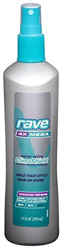 Rave 4X Mega Hairspray with Clima Shield, Unscented 11 oz