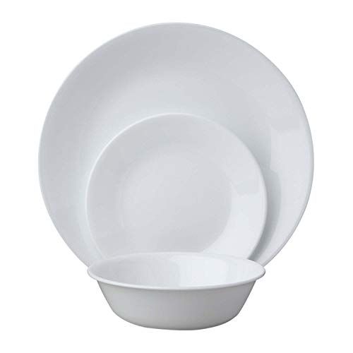 Corelle Livingware 18-Piece Dinnerware Set, Winter Frost White, Service for 6 (1088609)
