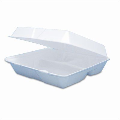 Dart 85HT3R Med Perforated 3 Comp Foam Hinged Container, 8.5 in (Case of 200)