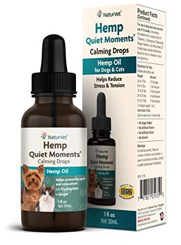 NaturVet - Hemp Quiet Moments Calming Drops - 1 oz - Enhanced with Hemp Seed Oil, L-Tryptophan & Ginger - Helps Reduce Stress & Promote Relaxation - for Dogs & Cats