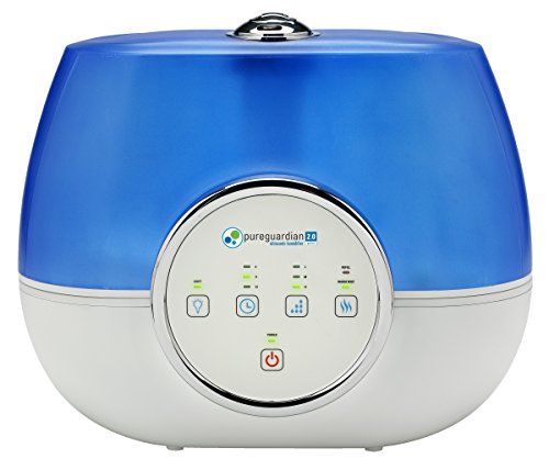 PureGuardian H4810AR Ultrasonic Warm and Cool Mist Humidifier for Bedrooms, Quiet, Filter-Free, 120 Hr, 2 Gal Treated Tank Surface Resists Mold, Pure Guardian Humidifier with Essential Oil Tray