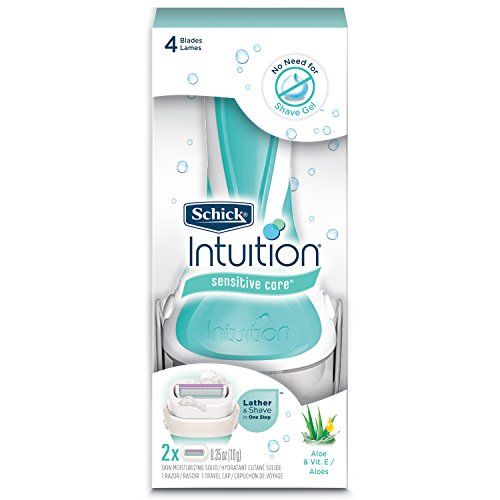Schick Intuition Sensitive Care Razor for Women  with 2 Moisturizing Razor Blade Refills with Natural Aloe
