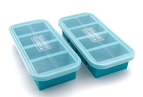 Souper Cubes Extra-Large Silicone Freezing Tray with Lid - 2 pack - makes 8 perfect 1cup portions - freeze soup broth or sauce