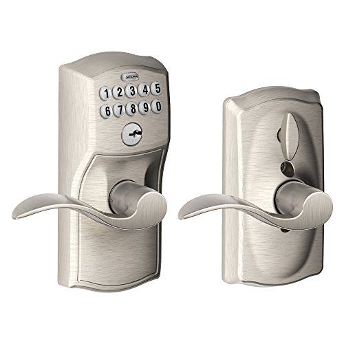 Schlage FE595VCAM619ACC Camelot Keypad  Entry with Flex-Lock and Accent Levers,  Satin Nickel