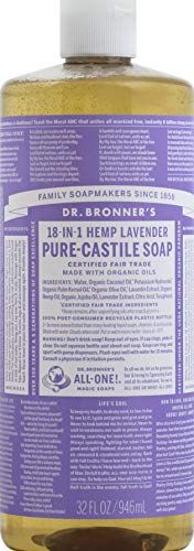 Dr. Bronner’s Pure-Castile Magic Liquid Soap - Made with Regenerative Organic Certified Oils - 18-in-1 Uses for Face, Body, Hand, Hair- Gentle on Sensitive Skin - All Natural Body Wash- Lavender, 32oz