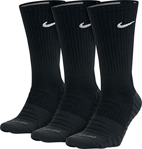 Unisex Nike Everyday Max Cushion Crew Training Sock (3 Pair) (Black, Large)