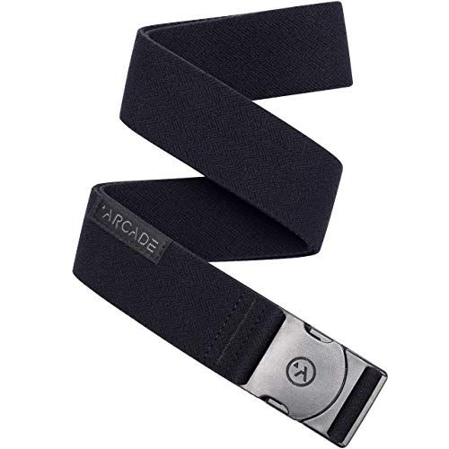 ARCADE Belt Mens Adventure Midnighter Belts: Heavy Duty Elastic Webbing, Non-Metal Travel Friendly Buckle, Black