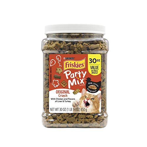 Purina Friskies Made in USA Facilities Cat Treats; Party Mix Original Crunch - 30 oz. Canister