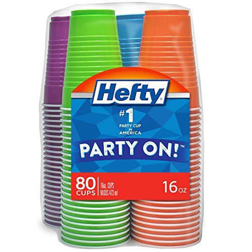 Hefty Disposable Plastic Cups In Assorted Colors -16 Oz, 80Count