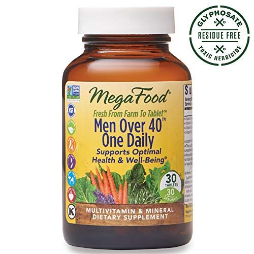 MegaFood, Men Over 40 One Daily, Daily Multivitamin and Mineral Dietary Supplement with Vitamins B, D and Zinc, Non-GMO, Vegetarian, 90 Tablets (90 Servings)