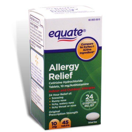 Equate - Allergy Cetirizine 10 mg, 45 Tablets (Compare to Zyrtec)
