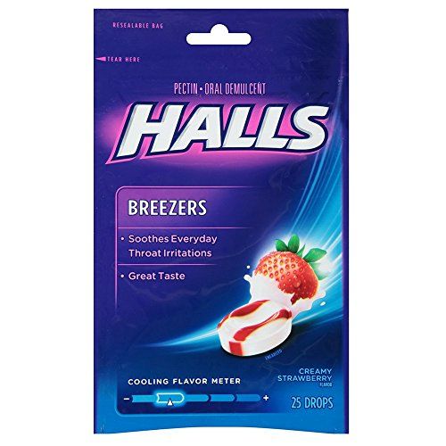 Halls Breezers Drops Cool Creamy Strawberry 25 ea