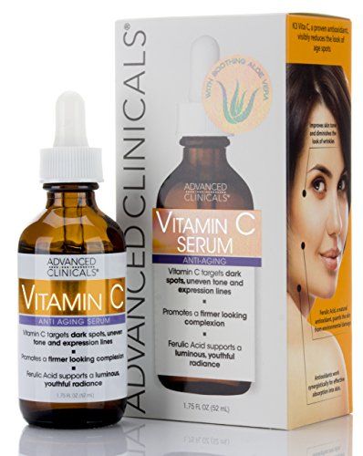 Advanced Clinicals Vitamin C Anti-aging Serum for Dark Spots, Uneven Skin Tone, Crows Feet and Expression Lines. 1.75 Fl Oz.