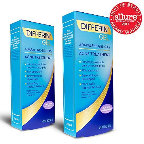 Differin Adapalene Gel 0.1% Acne Treatment, 45 gram, 180-day supply (Pack of 2)
