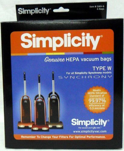 Simplicity Type W Synchrony HEPA Vacuum Cleaner Bags 6 Pack