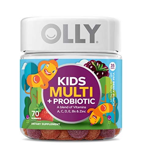 OLLY Kids Multi + Probiotic Gummy Multivitamin, 35 Day Supply (70 Gummies), Yum Berry Punch, Vitamins A, C, D, E, B, Zinc, Probiotics, Chewable Supplement