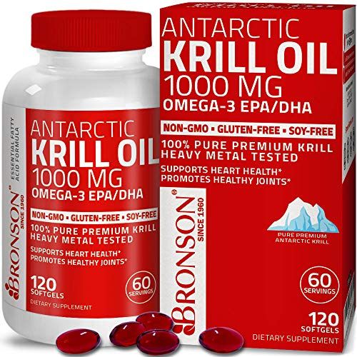 Antarctic Krill Oil 1000 mg with Omega-3s EPA, DHA, Astaxanthin and Phospholipids - 100% Pure Premium Krill Oil - Heavy Metal Tested, Non GMO Gluten Free Soy Free - 120 Softgels (60 Servings)