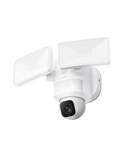eufy Security Floodlight Camera E30, Security Camera Outdoor, 360° Pan and Tilt, AI Detection and Tracking, 2K Video, 2.4GHz Wi-Fi, 2,000 Lumens, Custom Voice and Light Alerts, 24/7 Recording