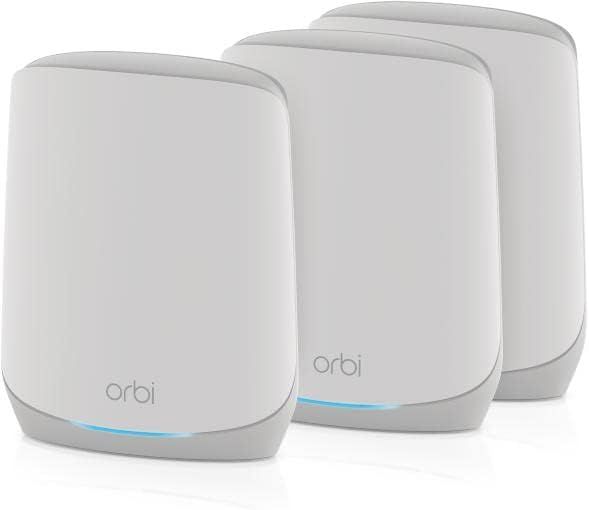 NETGEAR Orbi Tri-Band Wi-Fi 6 Mesh System RBK763S Router with 2 Satellite Extenders (Coverage up to 7,500 sq. ft, 75 Devices, AX5400 Up to 5.4Gbps)